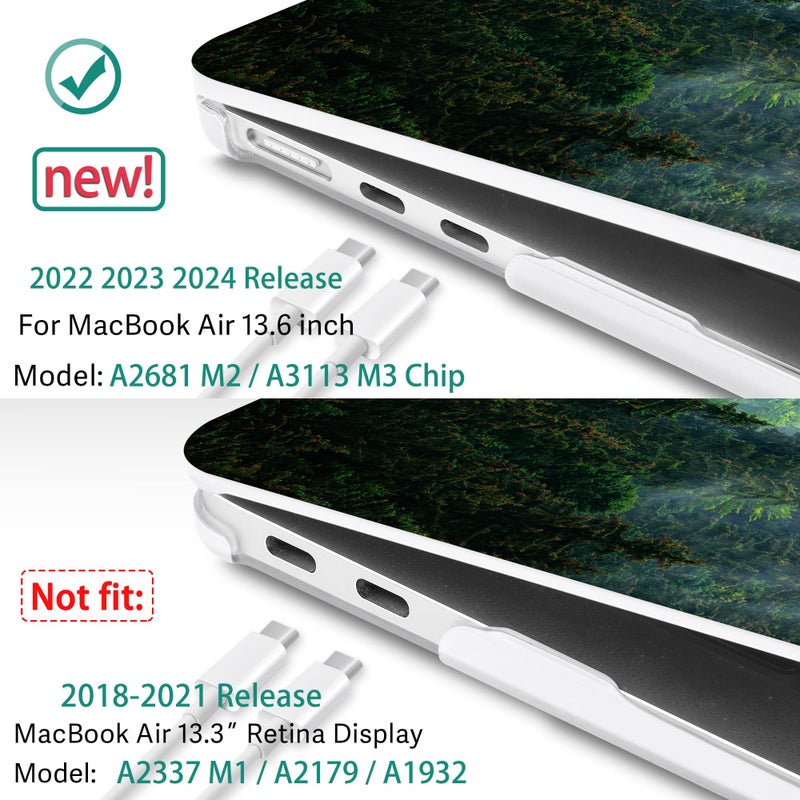 May Chen Compatible with MacBook Air 13.6 Inch Case 2024 2023 2022 Release Model A3113 M3 A2681 M2 Chip  Plastic Hard Shell Case for MacBook Air 13.6"" with Liquid Retina Display  Forest - Image 2